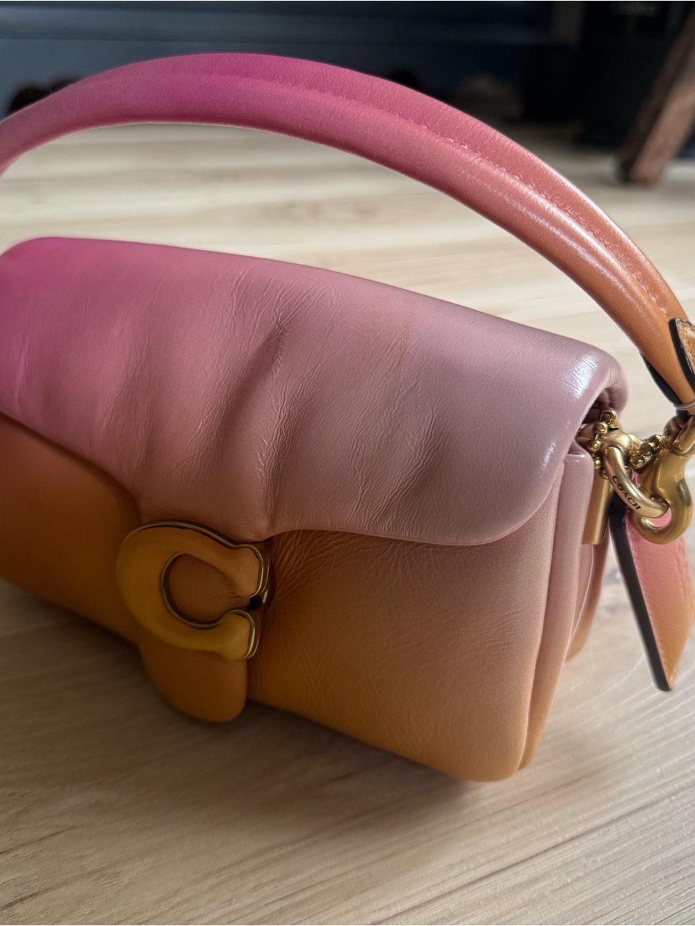 Coach Pink & Peach Gradient Leather hand  Bag